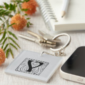 Porte-clés Monogramme Y noir (Devant Droit)