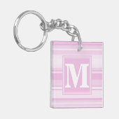 Porte-clés Monogrammes à rayures roses pour bébé (Devant gauche)
