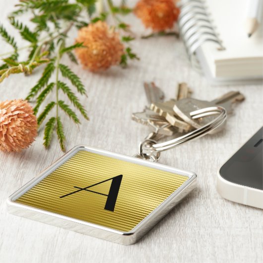 Porte-clés Monogrammes Art Déco Gold Satin (Côté)