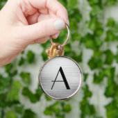 Porte-clés Monogrammes Art Déco Satin Argent (Main)