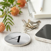 Porte-clés Monogrammes Art Déco Satin Argent (Côté)