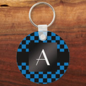 Porte-clés Monogrammes, chèques bleus et noirs (Recto)