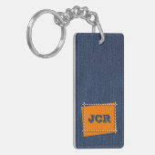 Porte-clés Monogrammes personnalisés de Denim Motif (Devant gauche)
