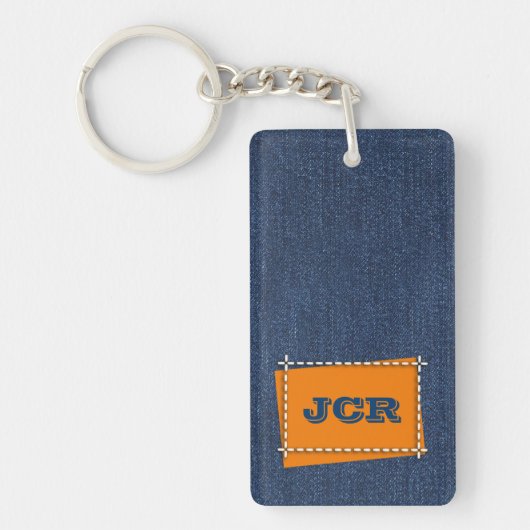 Porte-clés Monogrammes personnalisés de Denim Motif (Devant)