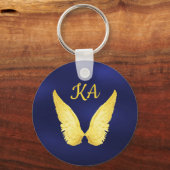 Porte-clés Monographie d'ailes d'anges d'or bleu (Verso)