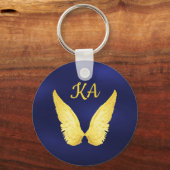Porte-clés Monographie d'ailes d'anges d'or bleu (Recto)
