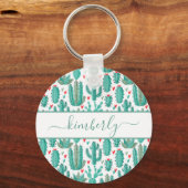 Porte-clés Monographie de cactus blanc blanc vert blanc blanc (Recto)