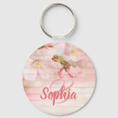 Porte-clés Monographie de fleurs de cerisier rose pastel (Verso)