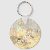 Porte-clés Monographie en strass d'or d'argent chic (Verso)