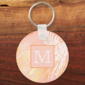 Porte-clés Monographie feuille rose de palmier d'or (Recto)