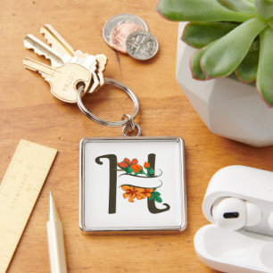 Porte-clés Monographie florale H lettre majuscule