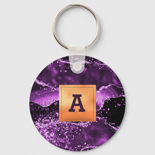 Porte-clés Monographie or en marbre violet (Recto)