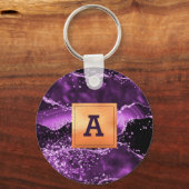 Porte-clés Monographie or en marbre violet (Recto)