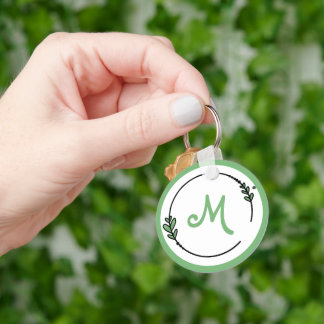 Porte-clés Mononogrammed vert de Pretty