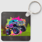 Porte-clés Monster Truck Neon Boy fête d'anniversaire (Dos)