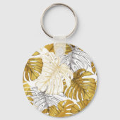 Porte-clés Monstera Feuilles : Blanc doré (Verso)