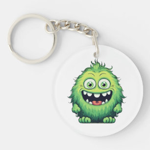 Porte-clés Monstre de dessin animé vert mignon souriant