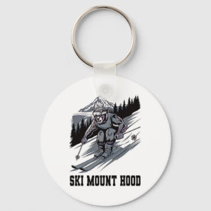 Porte-clés Monstre du ski dévalant le mont Hood Oregon Wow Am