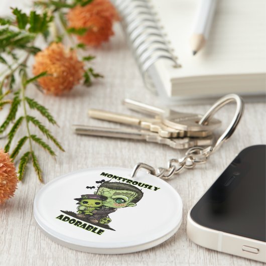 Porte-clés Monstre Frankenstein mignon avec plushie (Devant Droit)