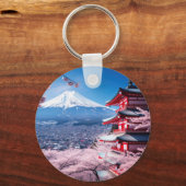 Porte-clés Mont Fuji peint en saison de cerisier en fleurs  (Verso)