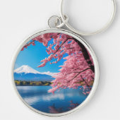Porte-clés Mont Fuji peint en saison de floraison des cerisie (Devant)
