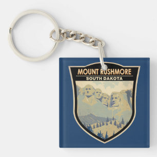 Porte-clés Mont Rushmore Dakota du Sud Voyage Art Vintage