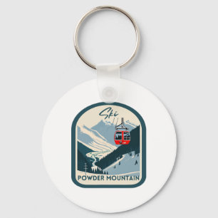 Porte-clés Montagne de poudre à ski rétro vintage Powder Moun