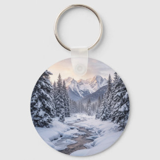 Porte-clés Montagne enneigée en hiver