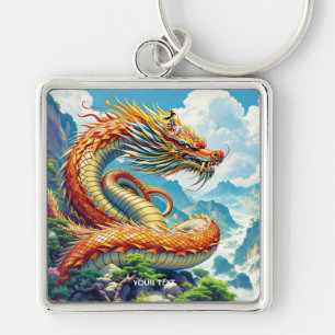 Porte-clés Montagnes de dragon orange fantaisistes mignonnes