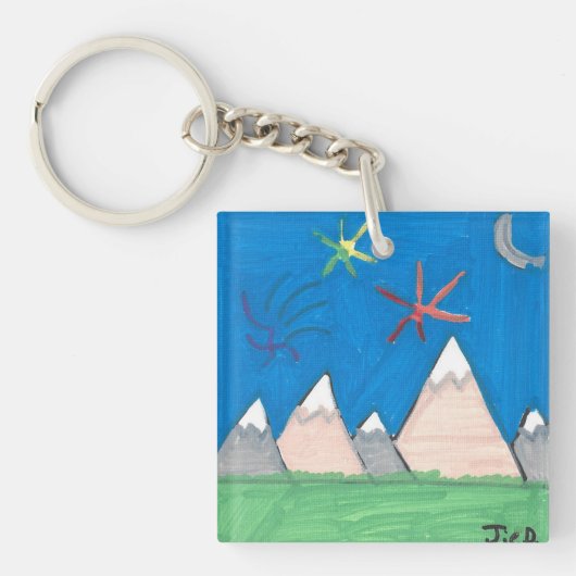 Porte-clés Montagnes et Feux d'Artifice (Devant)