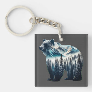 Porte-clés Montagnes et forêts de grizzlis