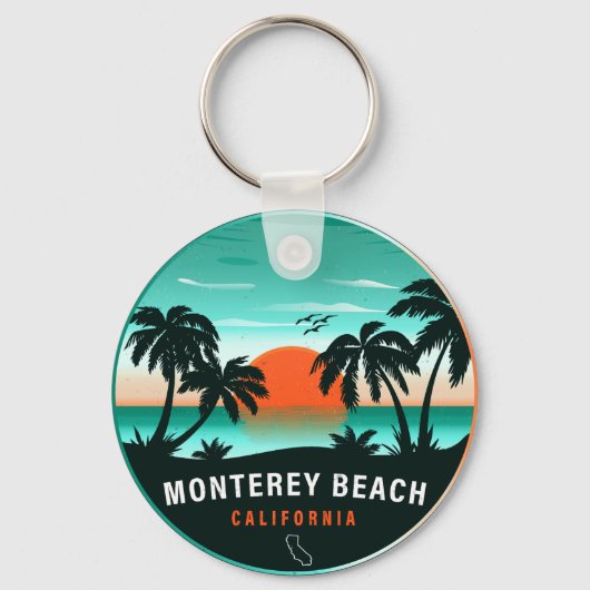 Porte-clés Monterey Beach California Retro Sunset Souvenirs (Recto)