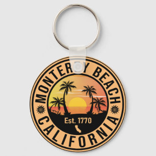 Porte-clés Monterey Beach California Retro Sunset Souvenirs