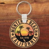 Porte-clés Monterey Beach California Retro Sunset Souvenirs (Verso)