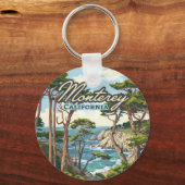 Porte-clés Monterey California Cypress Trees Ocean Coast (Verso)