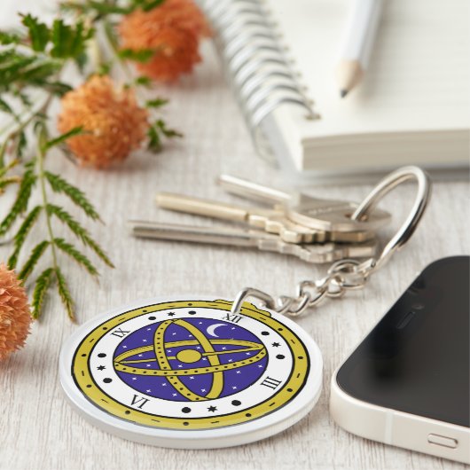 Porte-clés Montre de poche céleste Vector Graphic avec doré (Devant Droit)