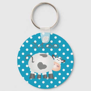 Porte-clés MOO drôle de vache et porte - clé blanc de bouton