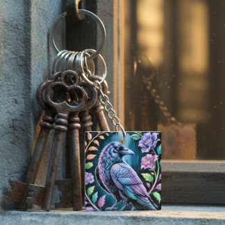 Porte-clés Moody Raven Dark Academia Floral