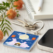 Porte-clés Moon Rabbit Mooncake Nuages Mooncake Festival à la (Devant Droit)