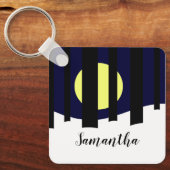 Porte-clés Moon Rising near Forest in Winter: (Recto)