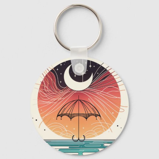 Porte-clés Moon & Umbrella Dream Charm Mini Boho Art (Recto)