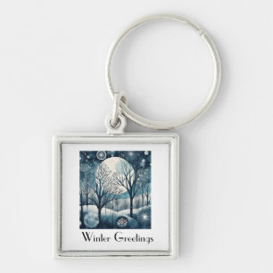 Porte-clés Moonlit Nordic Forest, personnalisable