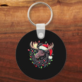 Porte-clés Moose Christmas Santa Hat Lights Moose For Kids Wo (Recto)