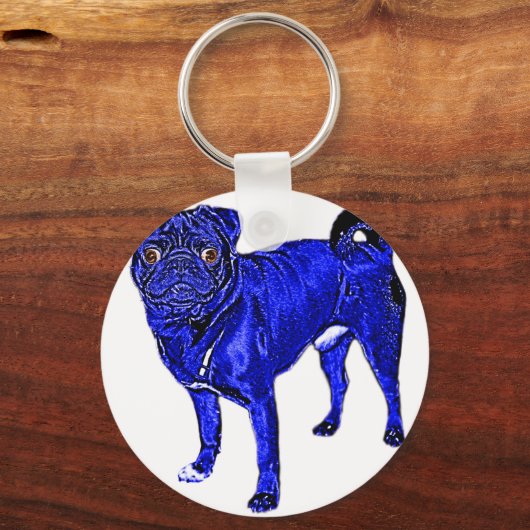 Porte-clés Mops bleus (Recto)