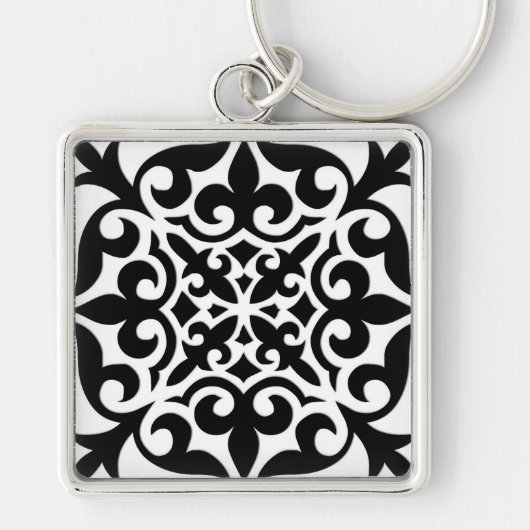 Porte-clés Moroccan tile - white with black background (Devant)