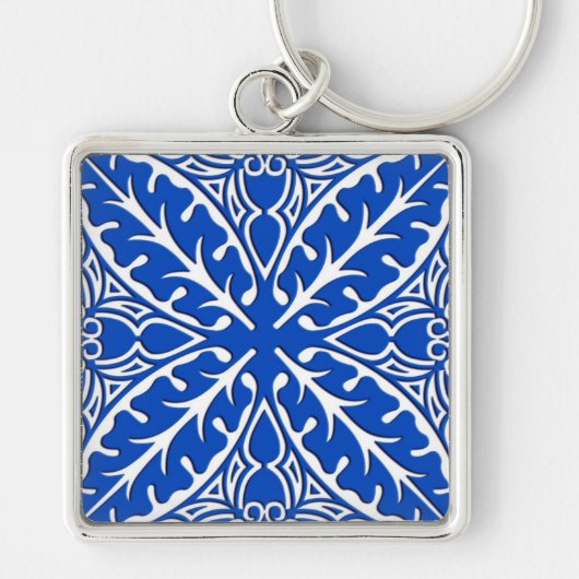 Porte-clés Moroccan tiles - cobalt blue and white (Devant)