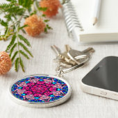 Porte-clés Mosaic rose Mandala Floral Psychédélique Rétro (Côté)