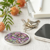 Porte-clés Mosaïque de fleurs rose rose pansement floral élég (Côté)