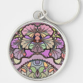 Porte-clés Mosaïque de fleurs rose rose pansement floral élég (Devant)