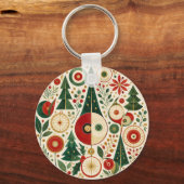 Porte-clés Mosaïque de Noël du milieu du siècle (Verso)